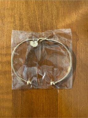 Gold-Tone Adjustable Open Knot Bangle Bracelet - With Initial Charm